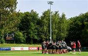 16 June 2025; The British & Irish Lions huddle during squad training at the UCD Bowl in Dublin. Photo by Ramsey Cardy/Sportsfile