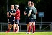 16 June 2025; Head coach Andy Farrell, left, and Tadhg Furlong during the British & Irish Lions rugby squad training at the UCD Bowl in Dublin. Photo by Ramsey Cardy/Sportsfile