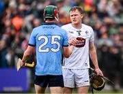 14 June 2025; Rian Boran of Kildare and Diarmaid Ó Dúlaing of Dublin shake hands after the GAA Hurling All-Ireland Senior Championship Round 1 match between Kildare and Dublin at Cedral St Conleth's Park in Newbridge, Kildare. Photo by Piaras Ó Mídheach/Sportsfile