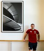 16 June 2025; Tomos Williams stands for a portrait after a British & Irish Lions media conference at the UCD Bowl in Dublin. Photo by David Fitzgerald/Sportsfile