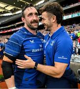 14 June 2025; Jack Conan, left, and Caelan Doris of Leinster after the United Rugby Championship Grand Final match between Leinster and Vodacom Bulls at Croke Park in Dublin. Photo by Brendan Moran/Sportsfile
