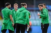 16 June 2025; Dylan Watts of Shamrock Rovers, right, and team-mates before the SSE Airtricity Men's Premier Division match between Drogheda United and Shamrock Rovers at Sullivan & Lambe Park in Drogheda, Louth. Photo by Shauna Clinton/Sportsfile