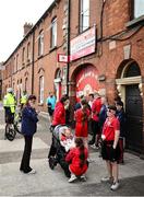16 June 2025; Shelbourne supporters wait for the gates to open before the SSE Airtricity Men's Premier Division match between St Patrick's Athletic and Shelbourne at Richmond Park in Dublin. Photo by Thomas Flinkow/Sportsfile