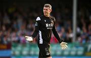 16 June 2025; Drogheda United goalkeeper Luke Dennison reacts during the SSE Airtricity Men's Premier Division match between Drogheda United and Shamrock Rovers at Sullivan & Lambe Park in Drogheda, Louth. Photo by Ben McShane/Sportsfile