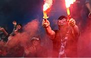 16 June 2025; Drogheda United supporters before the SSE Airtricity Men's Premier Division match between Drogheda United and Shamrock Rovers at Sullivan & Lambe Park in Drogheda, Louth. Photo by Shauna Clinton/Sportsfile