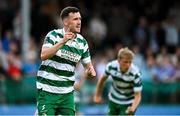 16 June 2025; Aaron Greene of Shamrock Rovers celebrates after scoring his side's second goal during the SSE Airtricity Men's Premier Division match between Drogheda United and Shamrock Rovers at Sullivan & Lambe Park in Drogheda, Louth. Photo by Shauna Clinton/Sportsfile
