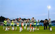 16 June 2025; Shamrock Rovers players applaud toward the travelling supporters after the SSE Airtricity Men's Premier Division match between Drogheda United and Shamrock Rovers at Sullivan & Lambe Park in Drogheda, Louth. Photo by Ben McShane/Sportsfile