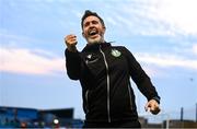 16 June 2025; Shamrock Rovers manager Stephen Bradley celebrates after his side's victory in the SSE Airtricity Men's Premier Division match between Drogheda United and Shamrock Rovers at Sullivan & Lambe Park in Drogheda, Louth. Photo by Ben McShane/Sportsfile