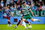 16 June 2025; Aaron Greene of Shamrock Rovers shoots to score his side's second goal during the SSE Airtricity Men's Premier Division match between Drogheda United and Shamrock Rovers at Sullivan & Lambe Park in Drogheda, Louth. Photo by Shauna Clinton/Sportsfile