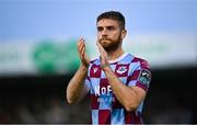16 June 2025; Conor Keeley of Drogheda United after his side's defeat in the SSE Airtricity Men's Premier Division match between Drogheda United and Shamrock Rovers at Sullivan & Lambe Park in Drogheda, Louth. Photo by Shauna Clinton/Sportsfile