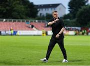 16 June 2025; Shelbourne manager Damien Duff leaves the pitch after his side's victory in the SSE Airtricity Men's Premier Division match between St Patrick's Athletic and Shelbourne at Richmond Park in Dublin. Photo by Thomas Flinkow/Sportsfile