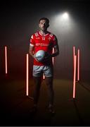 17 June 2025; Louth's footballer Sam Mulroy poses for a portrait with the Sam Maguire Cup at the national launch of the GAA Football All-Ireland Senior Championship Series at Croke Park, Dublin Photo by Ray McManus/Sportsfile