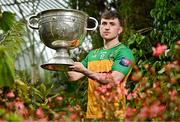 17 June 2025; Donegal footballer Shane O'Donnell poses for a portrait with the Sam Maguire Cup at the national launch of the GAA Football All-Ireland Senior Championship Series at the National Botanic Gardens in Dublin. Photo by Sam Barnes/Sportsfile