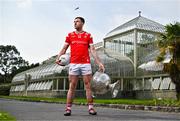 17 June 2025; Louth footballer Sam Mulroy poses for a portrait with the Sam Maguire Cup at the national launch of the GAA Football All-Ireland Senior Championship Series at the National Botanic Gardens in Dublin. Photo by Sam Barnes/Sportsfile
