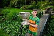 17 June 2025; Donegal footballer Shane O'Donnell poses for a portrait with the Sam Maguire Cup at the national launch of the GAA Football All-Ireland Senior Championship Series at the National Botanic Gardens in Dublin. Photo by Sam Barnes/Sportsfile