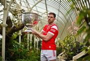 17 June 2025; Louth footballer Sam Mulroy poses for a portrait with the Sam Maguire Cup at the national launch of the GAA Football All-Ireland Senior Championship Series at the National Botanic Gardens in Dublin. Photo by Sam Barnes/Sportsfile