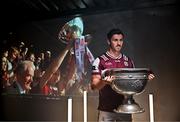 17 June 2025; Galway footballer Shane Walsh poses for a portrait with the Sam Maguire Cup at the national launch of the GAA Football All-Ireland Senior Championship Series at the Croke Park in Dublin. Photo by Sam Barnes/Sportsfile