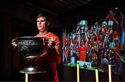 17 June 2025; Armagh footballer Oisín O'Neill poses for a portrait with the Sam Maguire Cup at the national launch of the GAA Football All-Ireland Senior Championship Series at the Croke Park in Dublin. Photo by Sam Barnes/Sportsfile
