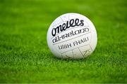 14 June 2025; A football during the Offaly warm-up before the Tailteann Cup quarter-final match between Kildare and Offaly at Cedral St Conleth's Park in Newbridge, Kildare. Photo by Piaras Ó Mídheach/Sportsfile