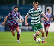 16 June 2025; Michael Noonan of Shamrock Rovers in action against Luke Heeney of Drogheda United during the SSE Airtricity Men's Premier Division match between Drogheda United and Shamrock Rovers at Sullivan & Lambe Park in Drogheda, Louth. Photo by Shauna Clinton/Sportsfile