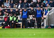 14 June 2025; Offaly joint-managers Mickey Harte, left, and Declan Kelly during the Tailteann Cup quarter-final match between Kildare and Offaly at Cedral St Conleth's Park in Newbridge, Kildare. Photo by Piaras Ó Mídheach/Sportsfile