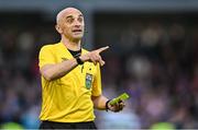 16 June 2025; Referee Neil Doyle during the SSE Airtricity Men's Premier Division match between Drogheda United and Shamrock Rovers at Sullivan & Lambe Park in Drogheda, Louth. Photo by Shauna Clinton/Sportsfile