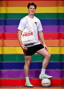 18 June 2025; Carry With Pride! Pictured is content creator, footballer and LGBTQ+ advocate Kevin Penrose to officially launch SuperValu’s new limited-edition Pride themed Bag for Life. Available this month in SuperValu stores across the country, the bold and bright rainbow tote is designed to be carried with pride and will be available to purchase for €3. Profits from the sale of the bags will go to Belong To – LGBTQ+ Youth Ireland, the national LGBTQ+ youth organisation. Photo by David Fitzgerald/Sportsfile