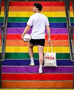 18 June 2025; Carry With Pride! Pictured is content creator, footballer and LGBTQ+ advocate Kevin Penrose to officially launch SuperValu’s new limited-edition Pride themed Bag for Life. Available this month in SuperValu stores across the country, the bold and bright rainbow tote is designed to be carried with pride and will be available to purchase for €3. Profits from the sale of the bags will go to Belong To – LGBTQ+ Youth Ireland, the national LGBTQ+ youth organisation. Photo by David Fitzgerald/Sportsfile