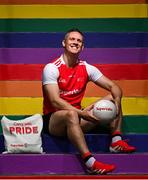 18 June 2025; Carry With Pride! Pictured is Armagh footballer Mark Shields to officially launch SuperValu’s new limited-edition Pride themed Bag for Life. Available this month in SuperValu stores across the country, the bold and bright rainbow tote is designed to be carried with pride and will be available to purchase for €3. Profits from the sale of the bags will go to Belong To – LGBTQ+ Youth Ireland, the national LGBTQ+ youth organisation. Photo by David Fitzgerald/Sportsfile