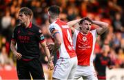 13 June 2025; Simon Power of St Patrick's Athletic reacts during the SSE Airtricity Men's Premier Division match between St Patrick's Athletic and Drogheda United at Richmond Park in Dublin. Photo by Shauna Clinton/Sportsfile