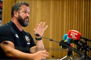 18 June 2025; British and Irish Lions head coach Andy Farrell during a British & Irish Lions media conference at the Aviva Stadium in Dublin. Photo by Brendan Moran/Sportsfile