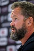 18 June 2025; British and Irish Lions head coach Andy Farrell during a British & Irish Lions media conference at the Aviva Stadium in Dublin. Photo by Brendan Moran/Sportsfile