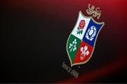 18 June 2025; British and Irish Lions logoduring a British & Irish Lions media conference at the Aviva Stadium in Dublin. Photo by Brendan Moran/Sportsfile