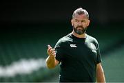 19 June 2025; Head coach Andy Farrell during a British & Irish Lions captain's run at the Aviva Stadium in Dublin. Photo by Seb Daly/Sportsfile