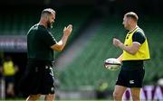 19 June 2025; Head coach Andy Farrell, left, and Finn Russell during a British & Irish Lions captain's run at the Aviva Stadium in Dublin. Photo by Seb Daly/Sportsfile