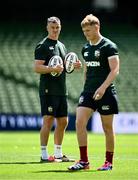 19 June 2025; Assistant coach Jonathan Sexton, left, and Fin Smith during a British & Irish Lions captain's run at the Aviva Stadium in Dublin. Photo by Seb Daly/Sportsfile
