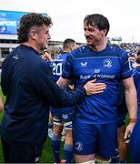 14 June 2025; Gus McCarthy, left, and Ryan Baird of Leinster after the United Rugby Championship Grand Final match between Leinster and Vodacom Bulls at Croke Park in Dublin. Photo by Brendan Moran/Sportsfile