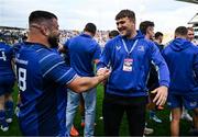 14 June 2025; Andrew Sparrow, right, and Rabah Slimani of Leinster after the United Rugby Championship Grand Final match between Leinster and Vodacom Bulls at Croke Park in Dublin. Photo by Brendan Moran/Sportsfile