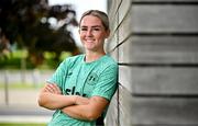 20 June 2025; Jessie Stapleton poses for a portrait during a Republic of Ireland women's media day at FAI Headquarters in Abbotstown, Dublin. Photo by Sam Barnes/Sportsfile