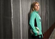 20 June 2025; Hayley Nolan poses for a portrait during a Republic of Ireland women's media day at FAI Headquarters in Abbotstown, Dublin. Photo by Sam Barnes/Sportsfile
