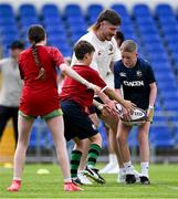 20 June 2025; Joe McCarthy during a British & Irish Lions community engagement event with pupils from Moorefields Primary school in Antrim, St Colombia's National School in Dublin, Clerigan National School in Tipperary and St Brendan's National School in Galway at UCD Bowl in Dublin. Photo by Brendan Moran/Sportsfile