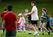 20 June 2025; Joe McCarthy during a British & Irish Lions community engagement event with pupils from Moorefields Primary school in Antrim, St Colombia's National School in Dublin, Clerigan National School in Tipperary and St Brendan's National School in Galway at UCD Bowl in Dublin. Photo by Brendan Moran/Sportsfile