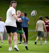 20 June 2025; Joe McCarthy during a British & Irish Lions community engagement event with pupils from Moorefields Primary school in Antrim, St Colombia's National School in Dublin, Clerigan National School in Tipperary and St Brendan's National School in Galway at UCD Bowl in Dublin. Photo by Brendan Moran/Sportsfile