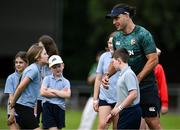 20 June 2025; James Lowe during a British & Irish Lions community engagement event with pupils from Moorefields Primary school in Antrim, St Colombia's National School in Dublin, Clerigan National School in Tipperary and St Brendan's National School in Galway at UCD Bowl in Dublin. Photo by Brendan Moran/Sportsfile