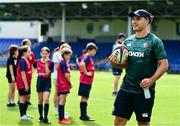 20 June 2025; James Lowe during a British & Irish Lions community engagement event with pupils from Moorefields Primary school in Antrim, St Colombia's National School in Dublin, Clerigan National School in Tipperary and St Brendan's National School in Galway at UCD Bowl in Dublin. Photo by Brendan Moran/Sportsfile