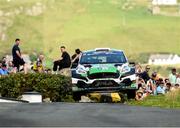 20 June 2025; Kevin Eves and Chris Melly compete in their Ford Fiesta during day one of the Wilton Recycling Donegal International Rally at Letterkenny in Donegal. Photo by Philip Fitzpatrick/Sportsfile
