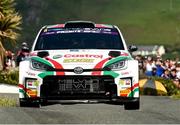 20 June 2025; Meirion Evans and Ger Conway compete in their Toyota GR Yaris Rally 2 during day one of the Wilton Recycling Donegal International Rally at Letterkenny in Donegal. Photo by Philip Fitzpatrick/Sportsfile