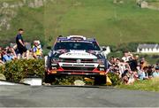 20 June 2025; David Kelly and Arthur Kierans compete in their VW Polo during day one of the Wilton Recycling Donegal International Rally at Letterkenny in Donegal. Photo by Philip Fitzpatrick/Sportsfile