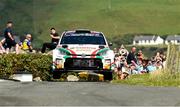 20 June 2025; Meirion Evans and Ger Conway compete in their Toyota GR Yaris Rally 2 during day one of the Wilton Recycling Donegal International Rally at Letterkenny in Donegal. Photo by Philip Fitzpatrick/Sportsfile