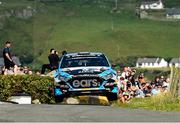 20 June 2025; Hayden Paddon and David Moynihan compete in their Hyundai I20 Rally 2 during day one of the Wilton Recycling Donegal International Rally at Letterkenny in Donegal. Photo by Philip Fitzpatrick/Sportsfile